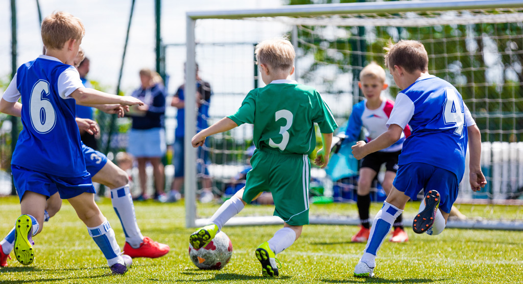 Boys playing soccer